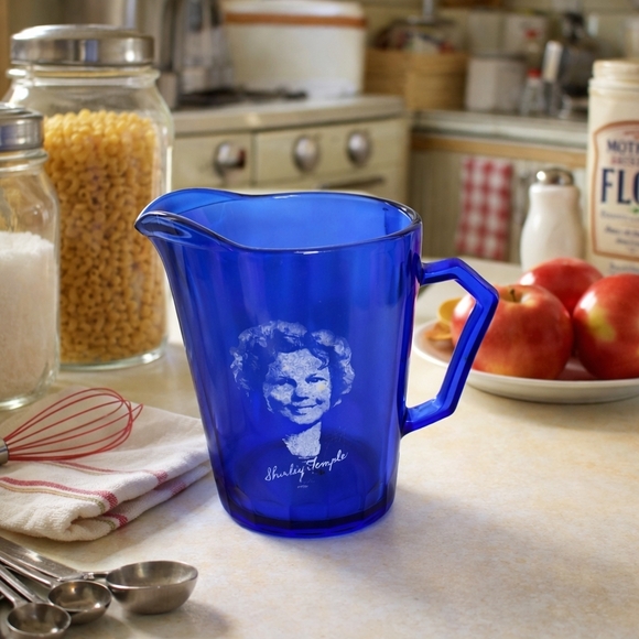 Vintage Other - Vintage Shirley Temple Cobalt Blue Pitcher Child Star Collectible Cup Retro Kitc